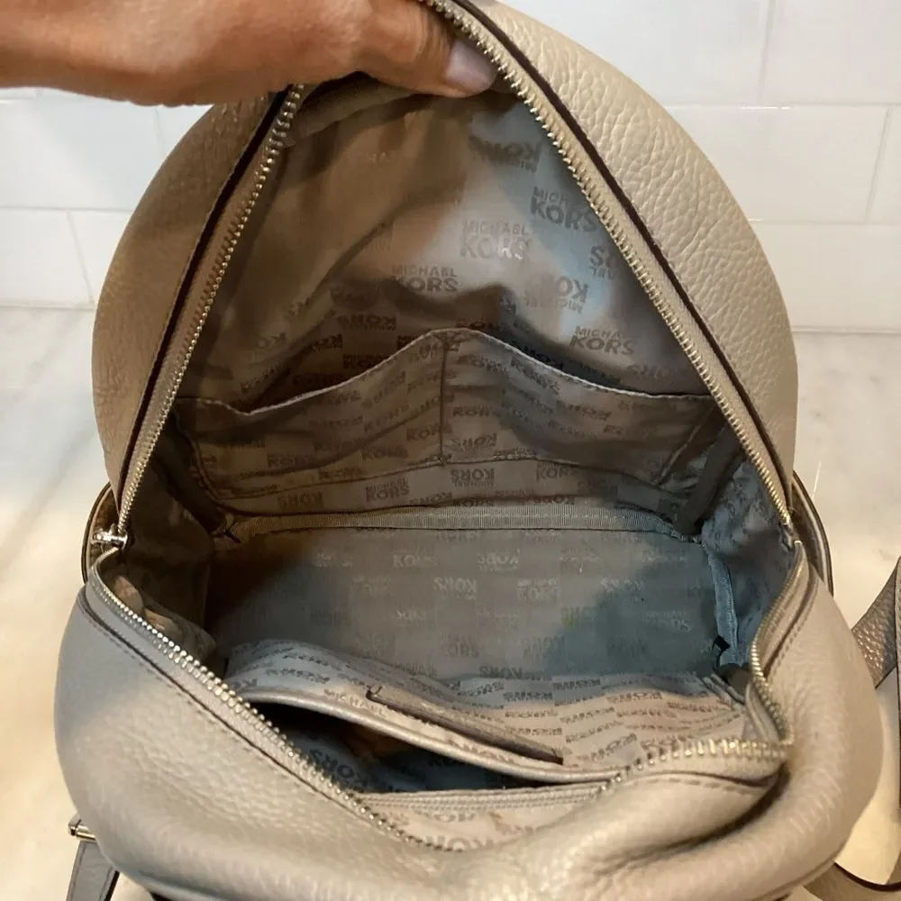 Michael Kors Backpack Leather Abbey Pearl Pebbled Studded Back Pack Bag Travel